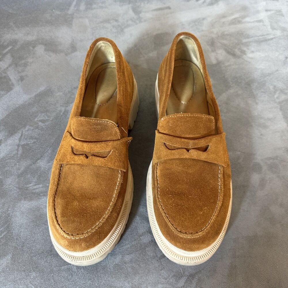 Patina Portland Leather Goods Size 10.5 Women’s Chunky Loafers Shoes Rust Suede